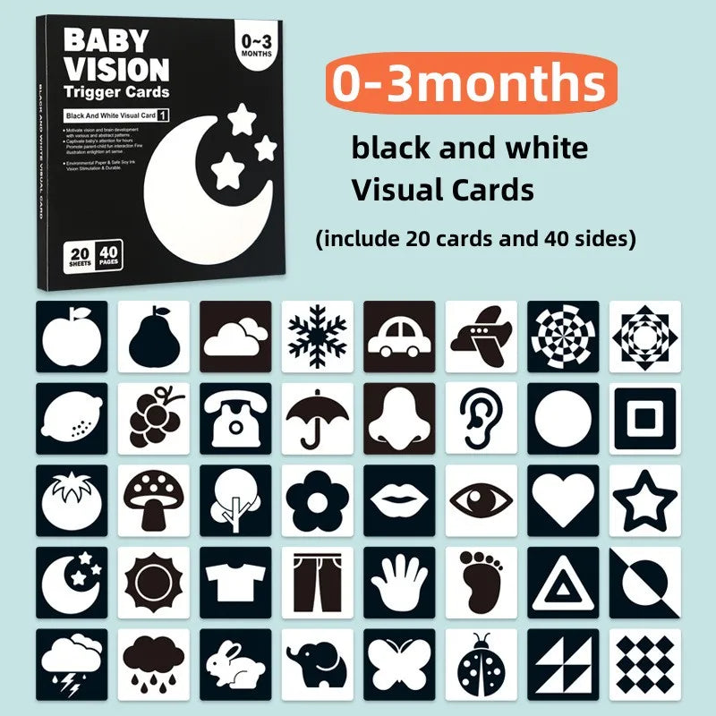 Cartes d’éveil Montessori à contraste élevé pour bébé