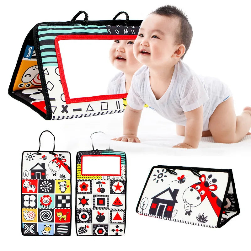 Livre d’éveil pliable avec miroir pour bébé