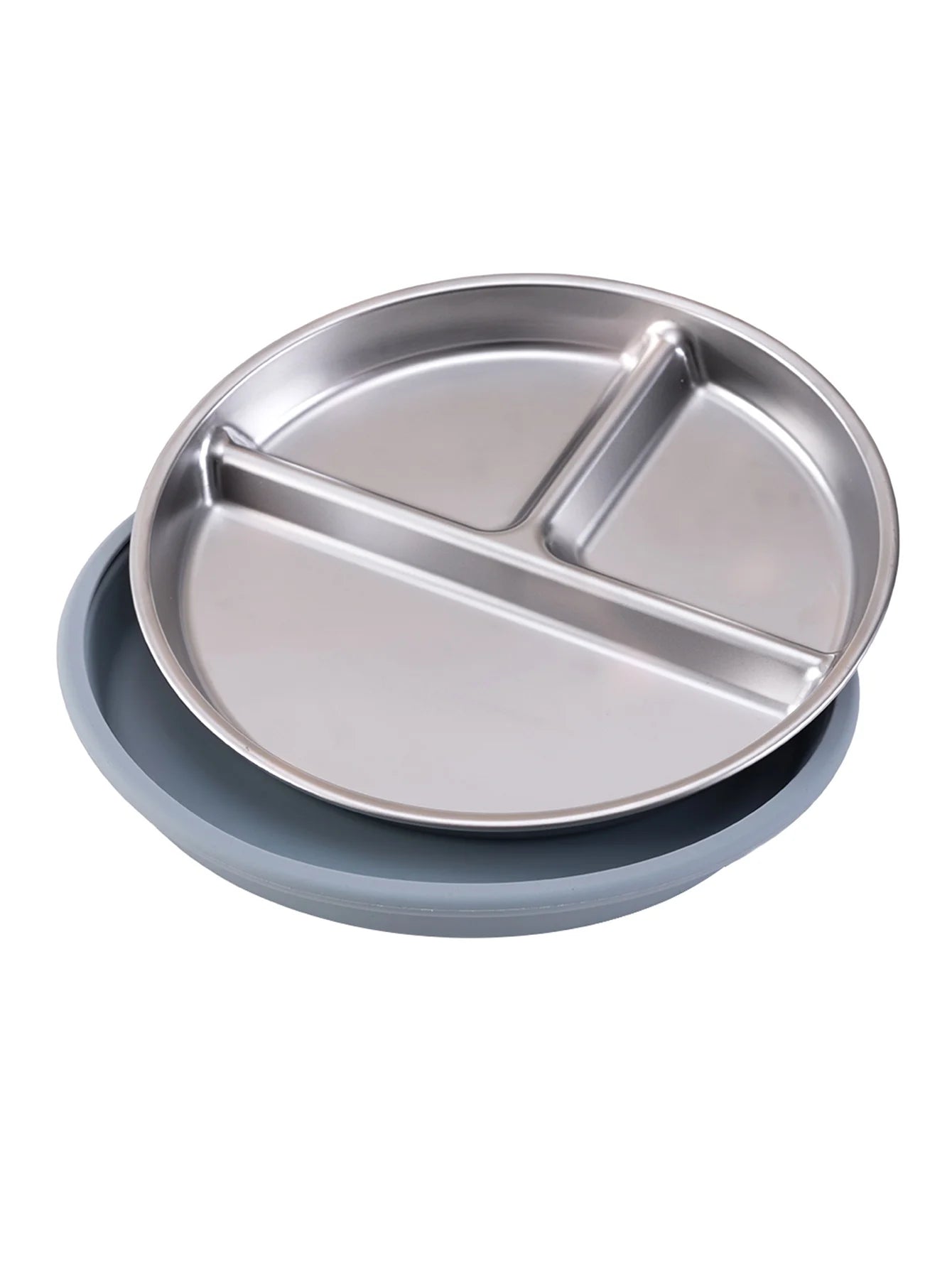 Assiette en acier inoxydable avec ventouse
