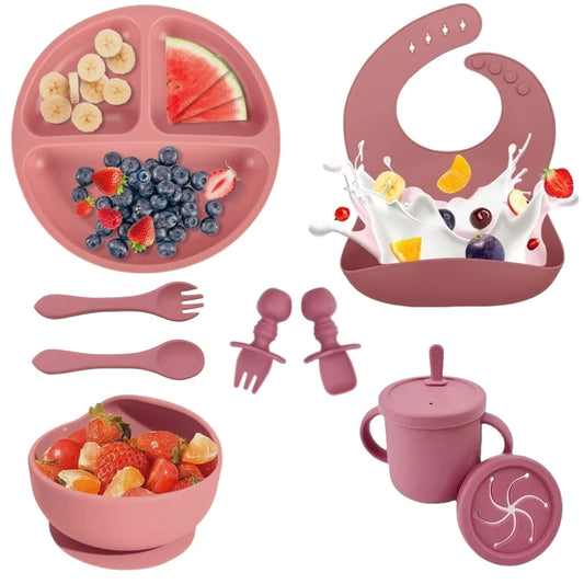 Ensemble repas en silicone pour bébé – 6 pièces sans BPA