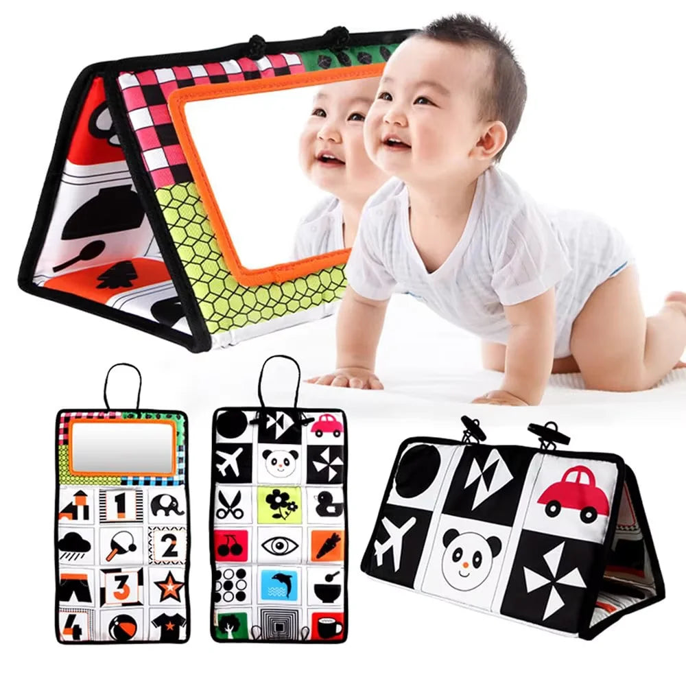 Livre d’éveil pliable avec miroir pour bébé