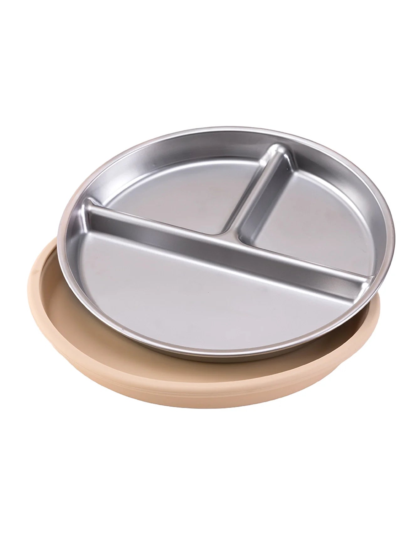 Assiette en acier inoxydable avec ventouse