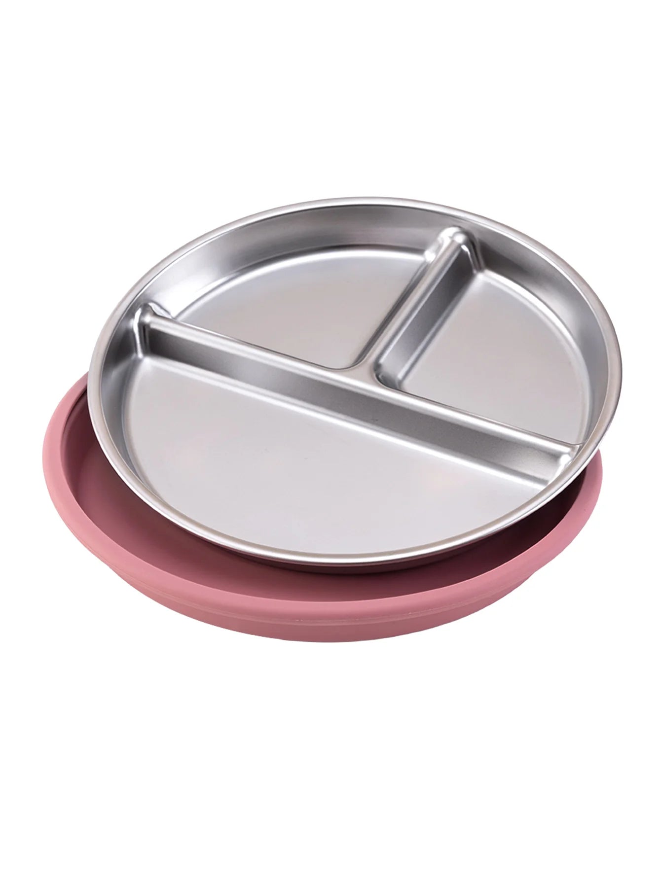 Assiette en acier inoxydable avec ventouse