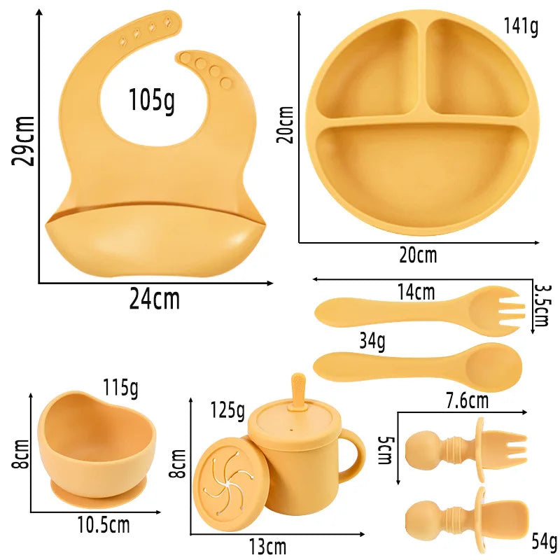 Ensemble repas en silicone pour bébé – 6 pièces sans BPA