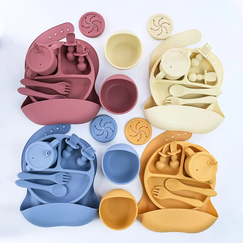 Ensemble repas en silicone pour bébé – 6 pièces sans BPA
