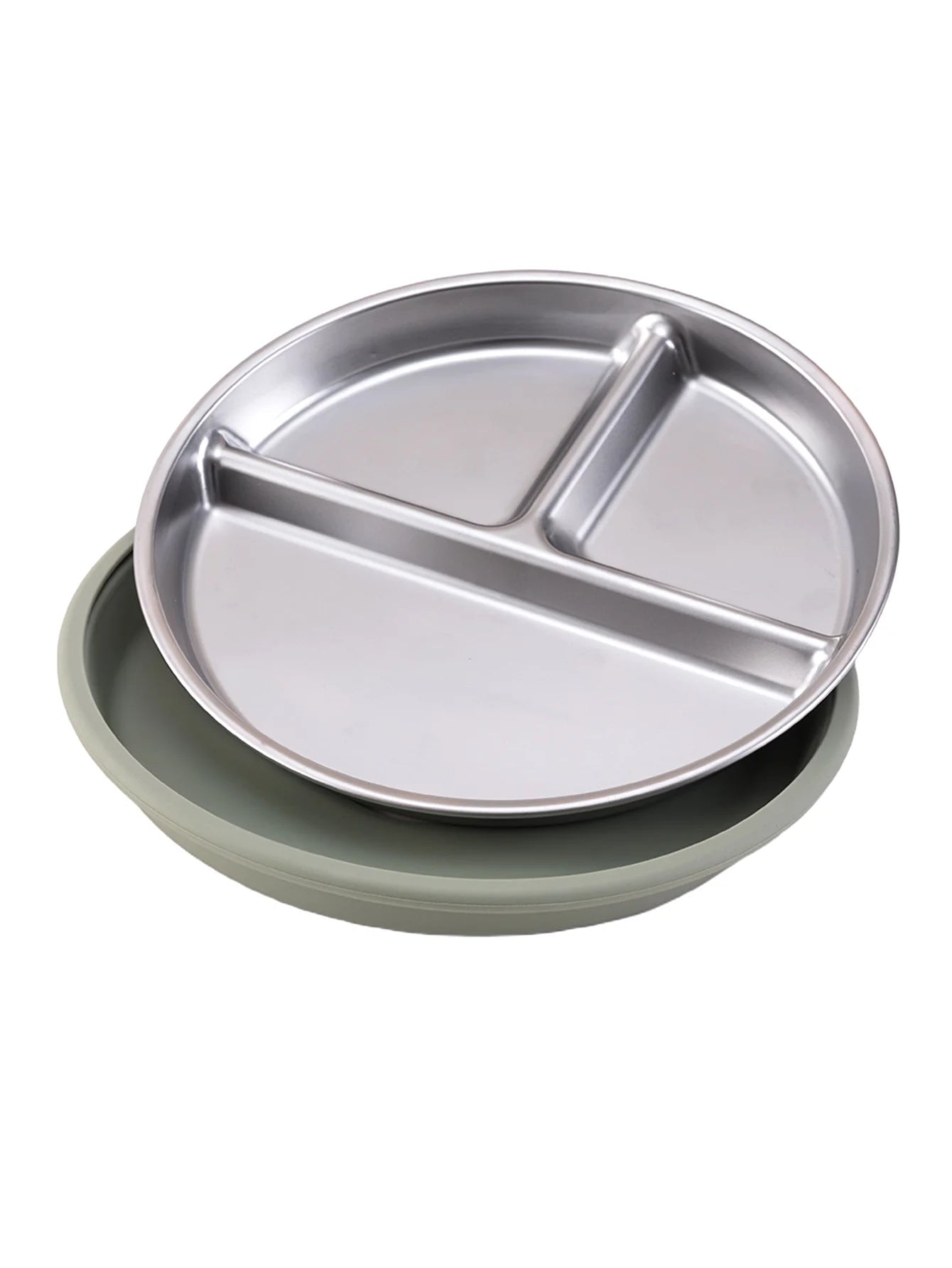 Assiette en acier inoxydable avec ventouse