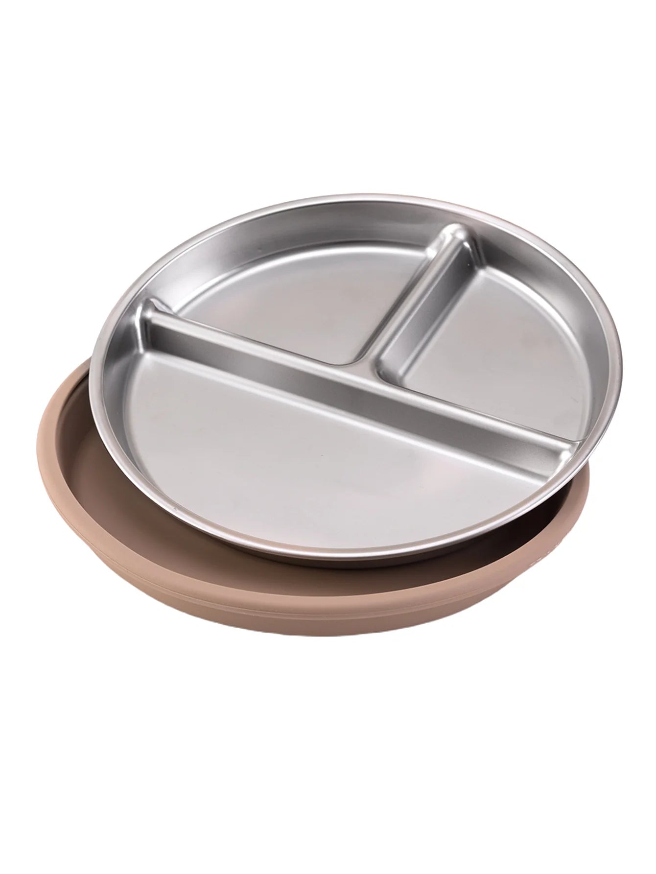 Assiette en acier inoxydable avec ventouse