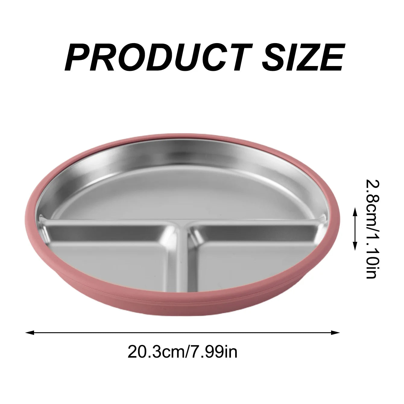 Assiette en acier inoxydable avec ventouse