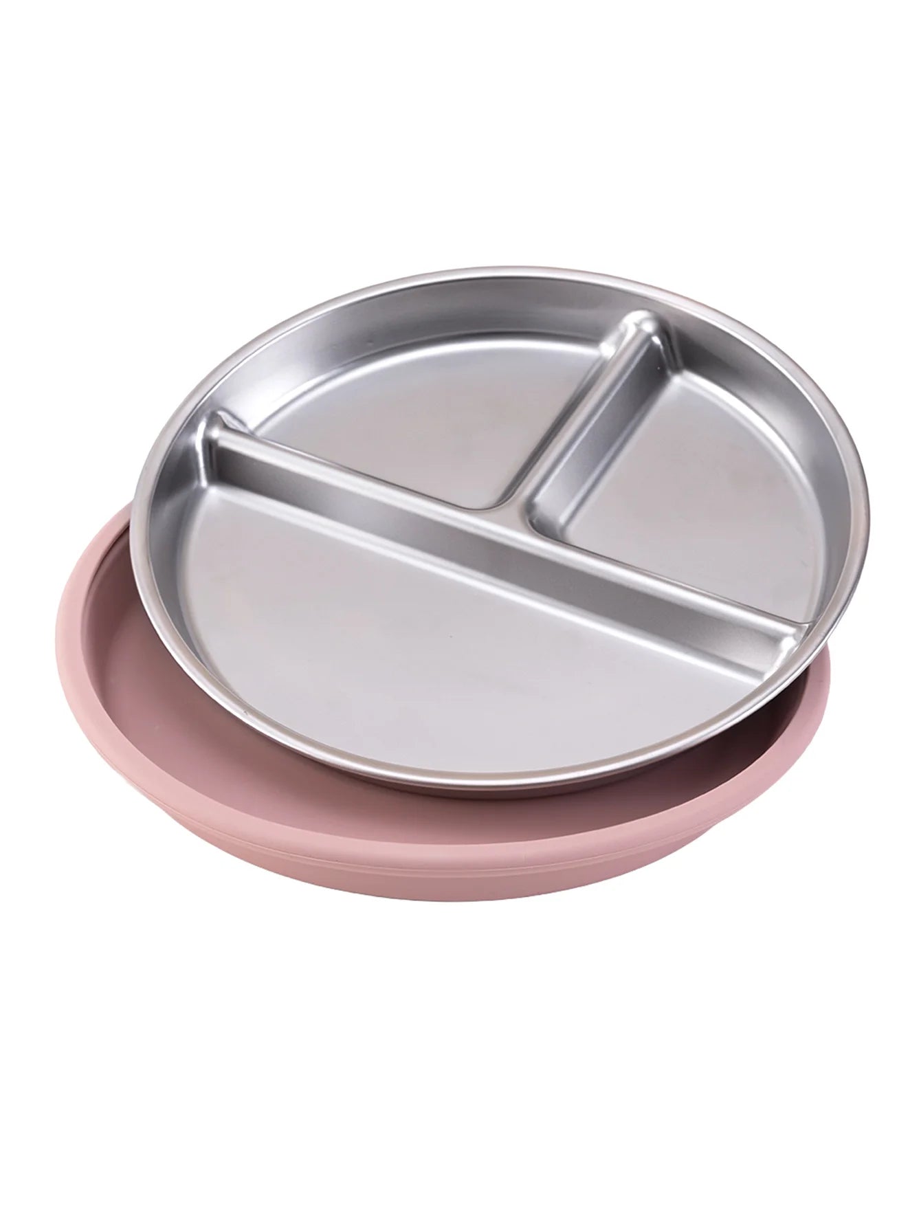Assiette en acier inoxydable avec ventouse