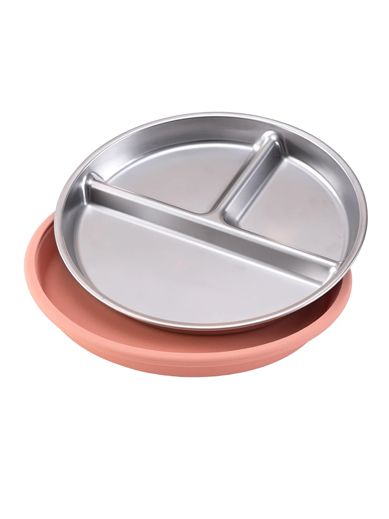 Assiette en acier inoxydable avec ventouse