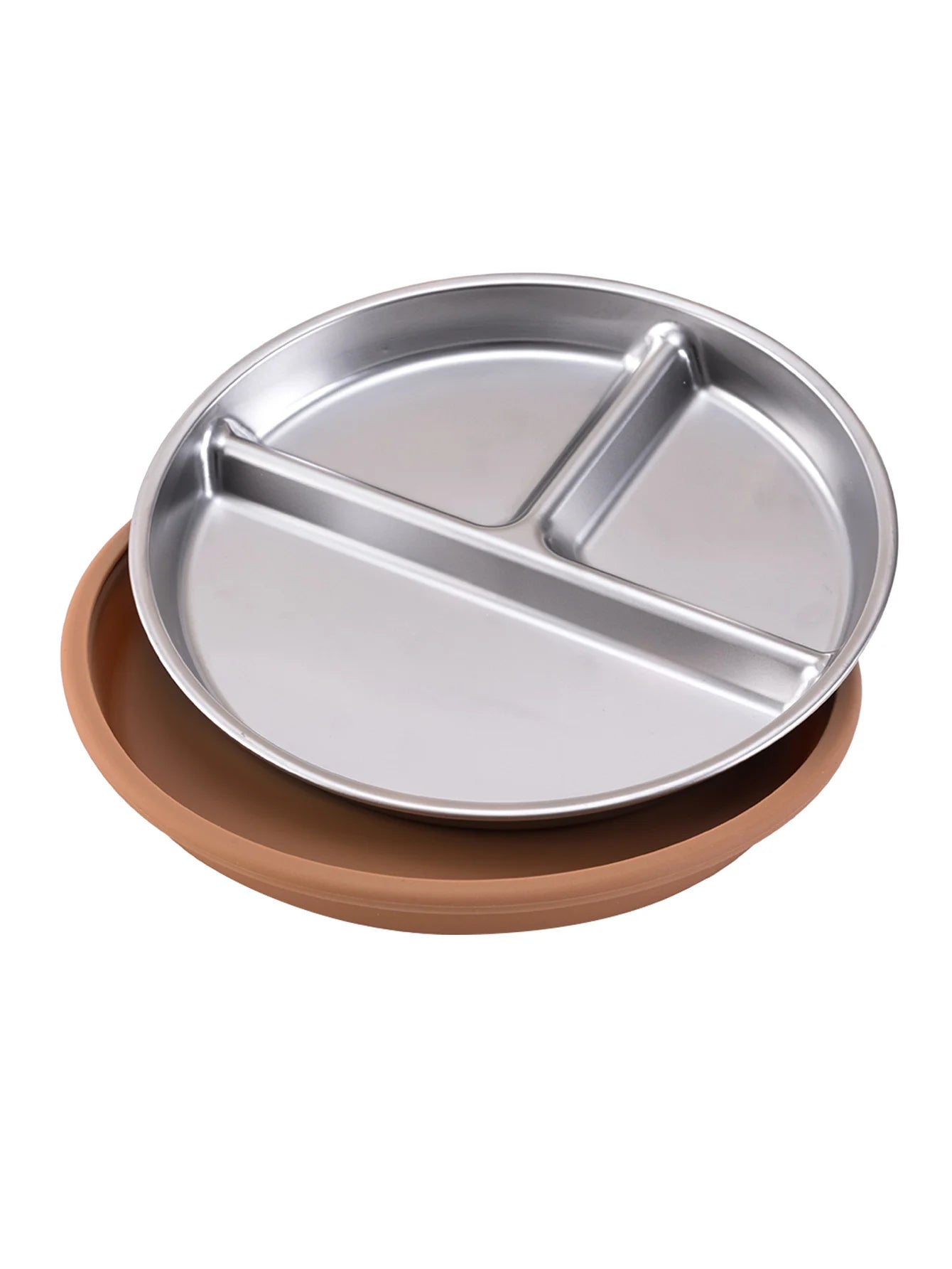 Assiette en acier inoxydable avec ventouse