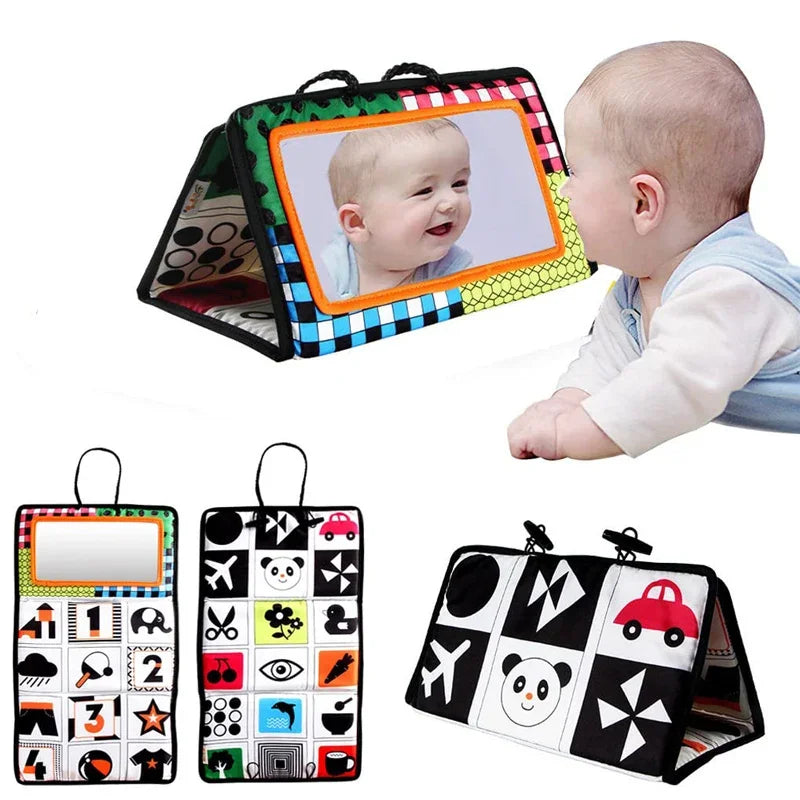 Livre d’éveil pliable avec miroir pour bébé