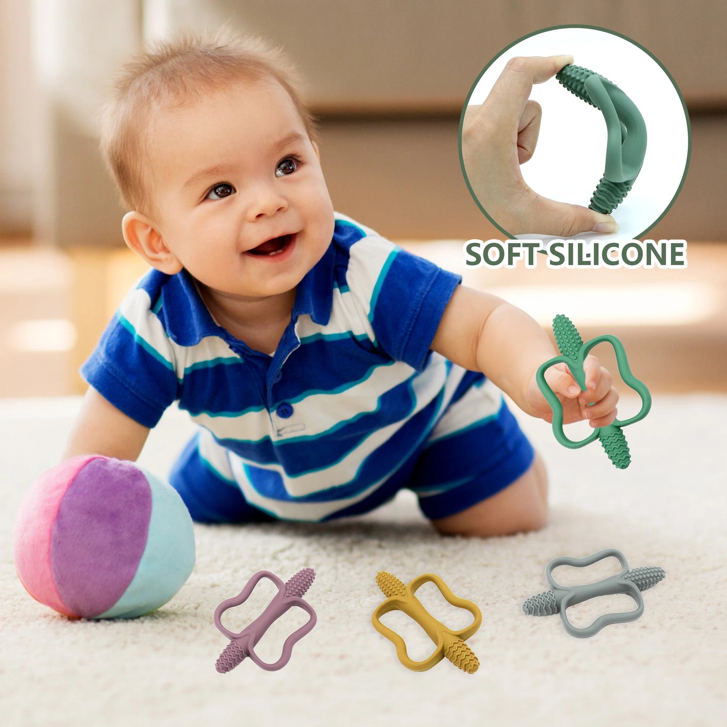 Anneau de dentition ergonomique en silicone