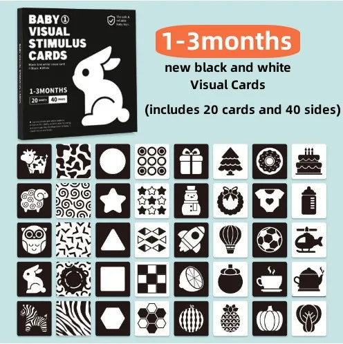 Cartes d’éveil Montessori à contraste élevé pour bébé
