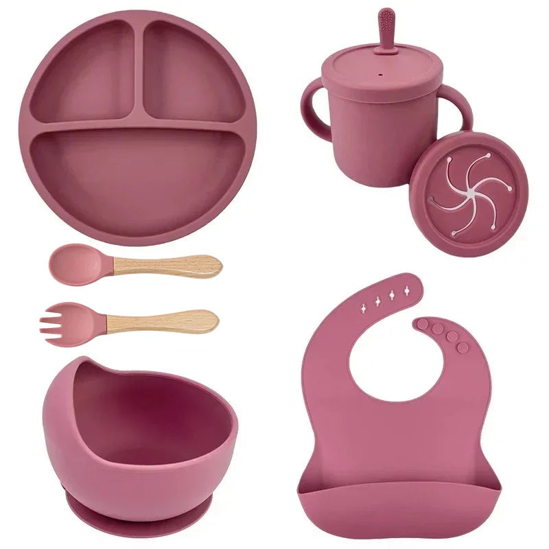 Ensemble repas en silicone pour bébé – 6 pièces sans BPA